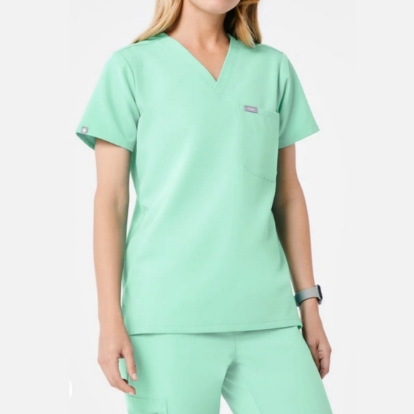 Figs Tops - Figs Catarina Mariner Mint Blue Green One Pocket Scrub Top